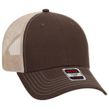 OTTO CAP 6 Panel Low Profile Mesh Back Trucker Hat OTTO 83 - 1239 Dk.Brn/Dk.Brn/Kha OSFM - Adult Hats
