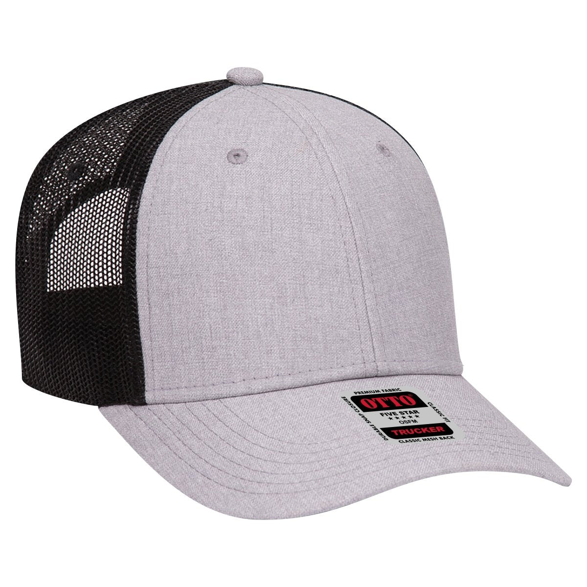 OTTO CAP 6 Panel Low Profile Mesh Back Trucker Hat OTTO 83 - 1239 H. Gry/H. Gry/Blk OSFM - Adult Hats