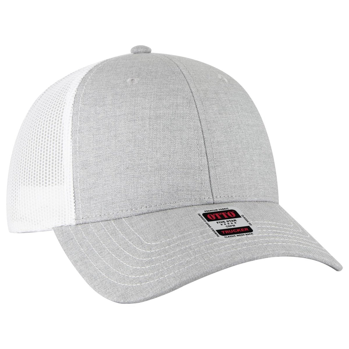 OTTO CAP 6 Panel Low Profile Mesh Back Trucker Hat OTTO 83 - 1239 Ht Gry/Ht Gry/Wht OSFM - Adult Hats