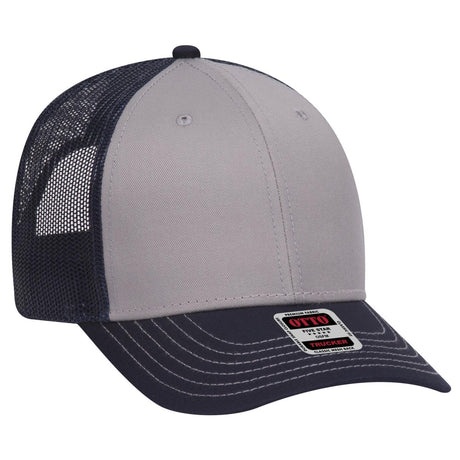OTTO CAP 6 Panel Low Profile Mesh Back Trucker Hat OTTO 83 - 1239 Nvy/Gry/Nvy OSFM - Adult Hats