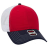 OTTO CAP 6 Panel Low Profile Mesh Back Trucker Hat OTTO 83 - 1239 Nvy/Red/Wht OSFM - Adult Hats