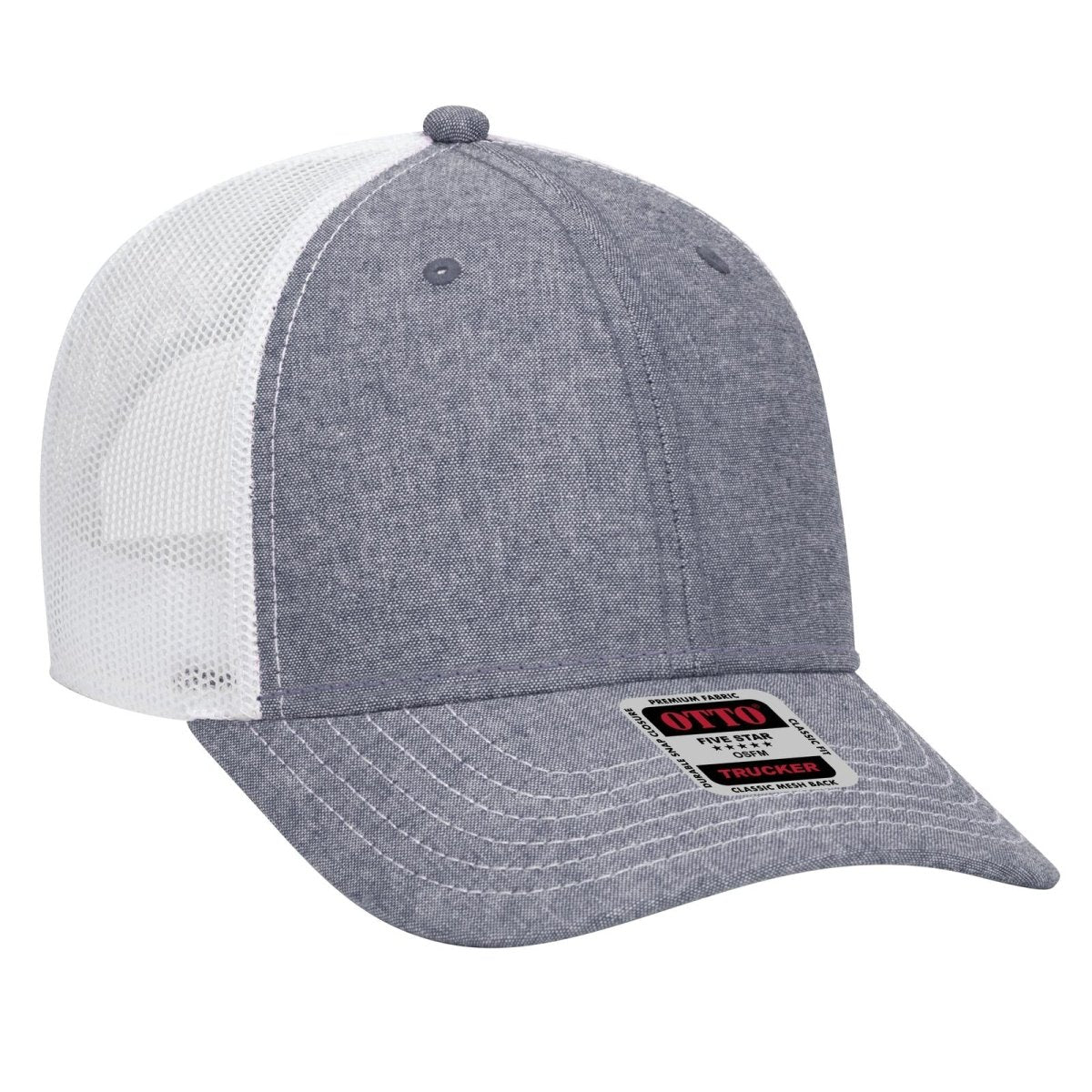 OTTO CAP 6 Panel Low Profile Mesh Back Trucker Hat OTTO 83 - 1239 Nvy/Wht OSFM - Adult Hats