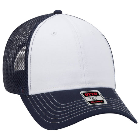 OTTO CAP 6 Panel Low Profile Mesh Back Trucker Hat OTTO 83 - 1239 Nvy/Wht/Nvy OSFM - Adult Hats