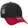 OTTO CAP 6 Panel Low Profile Mesh Back Trucker Hat OTTO 83 - 1239 Red/Blk/Blk OSFM - Adult Hats