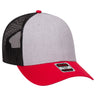 OTTO CAP 6 Panel Low Profile Mesh Back Trucker Hat OTTO 83 - 1239 Red/HeatherGry/Black OSFM - Adult Hats