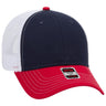 OTTO CAP 6 Panel Low Profile Mesh Back Trucker Hat OTTO 83 - 1239 Red/Nvy/Wht OSFM - Adult Hats