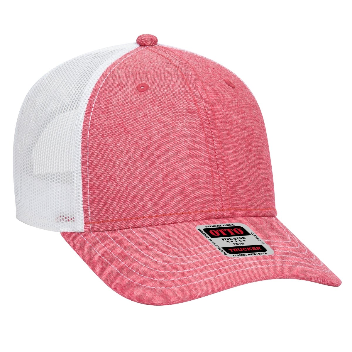 OTTO CAP 6 Panel Low Profile Mesh Back Trucker Hat OTTO 83 - 1239 Red/Wht OSFM - Adult Hats