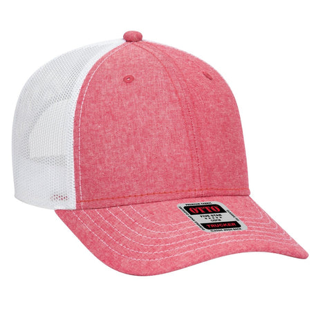 OTTO CAP 6 Panel Low Profile Mesh Back Trucker Hat OTTO 83 - 1239 Red/Wht OSFM - Adult Hats