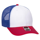 OTTO CAP 6 Panel Low Profile Mesh Back Trucker Hat OTTO 83 - 1239 Red/Wht/Ryl OSFM - Adult Hats