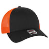 OTTO CAP 6 Panel Low Profile Mesh Back Trucker Hat OTTO 83 - 473 Blk/Blk/N Org OSFM - Adult Hats