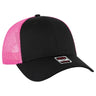 OTTO CAP 6 Panel Low Profile Mesh Back Trucker Hat OTTO 83 - 473 Blk/Blk/N.Pnk OSFM - Adult Hats