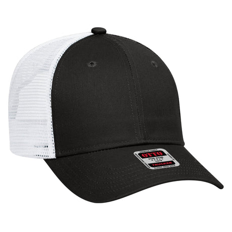 OTTO CAP 6 Panel Low Profile Mesh Back Trucker Hat OTTO 83 - 473 Blk/Blk/Wht OSFM - Adult Hats