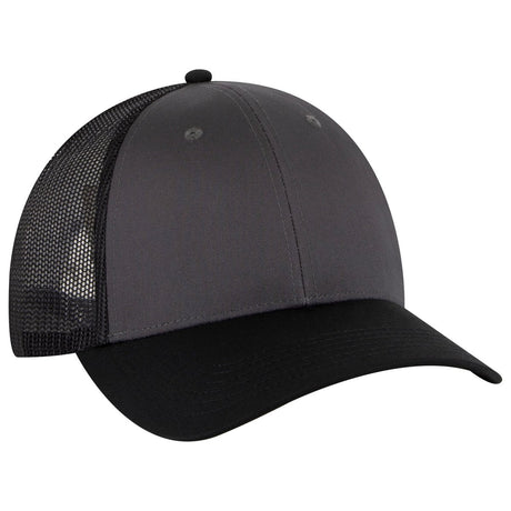 OTTO CAP 6 Panel Low Profile Mesh Back Trucker Hat OTTO 83 - 473 Blk/Ch.Gry/Blk OSFM - Adult Hats
