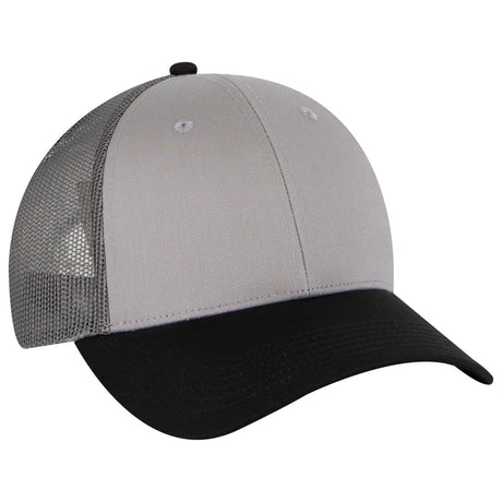 OTTO CAP 6 Panel Low Profile Mesh Back Trucker Hat OTTO 83 - 473 Blk/Gry/Ch.Gry OSFM - Adult Hats