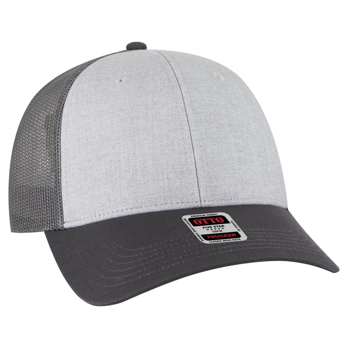 OTTO CAP 6 Panel Low Profile Mesh Back Trucker Hat OTTO 83 - 473 CharcoalGray/HeatherGray/CharcoalGray OSFM - Adult Hats
