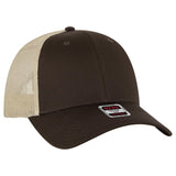 OTTO CAP 6 Panel Low Profile Mesh Back Trucker Hat OTTO 83 - 473 Dk.Brn/Dk.Brn/Kha OSFM - Adult Hats