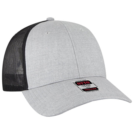 OTTO CAP 6 Panel Low Profile Mesh Back Trucker Hat OTTO 83 - 473 H. Gry/H. Gry/Blk OSFM - Adult Hats