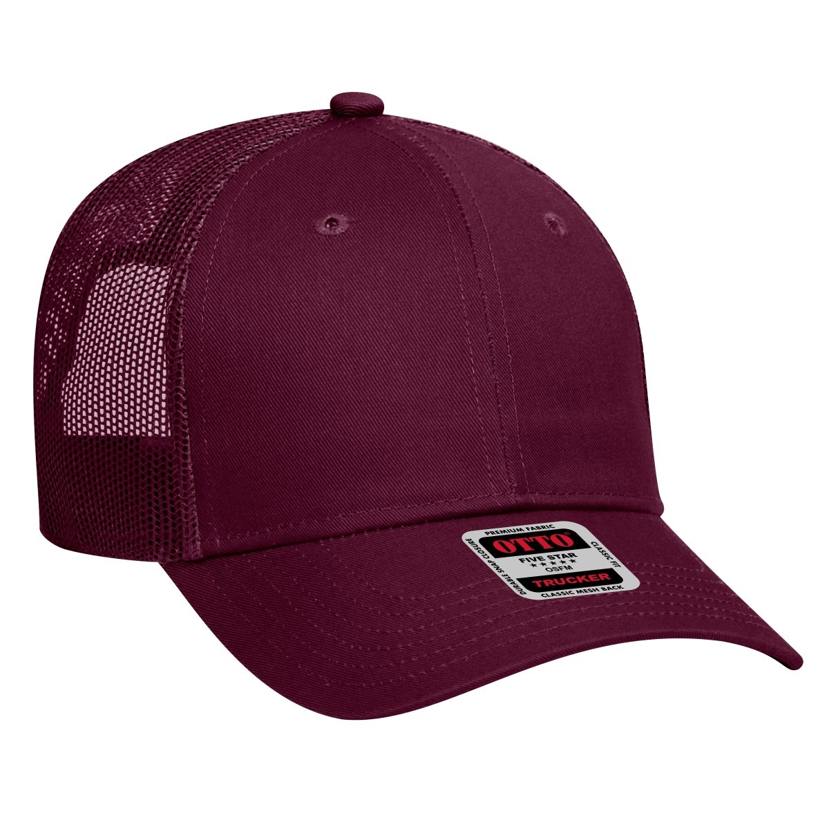 OTTO CAP 6 Panel Low Profile Mesh Back Trucker Hat OTTO 83 - 473 Maroon OSFM - Adult Hats