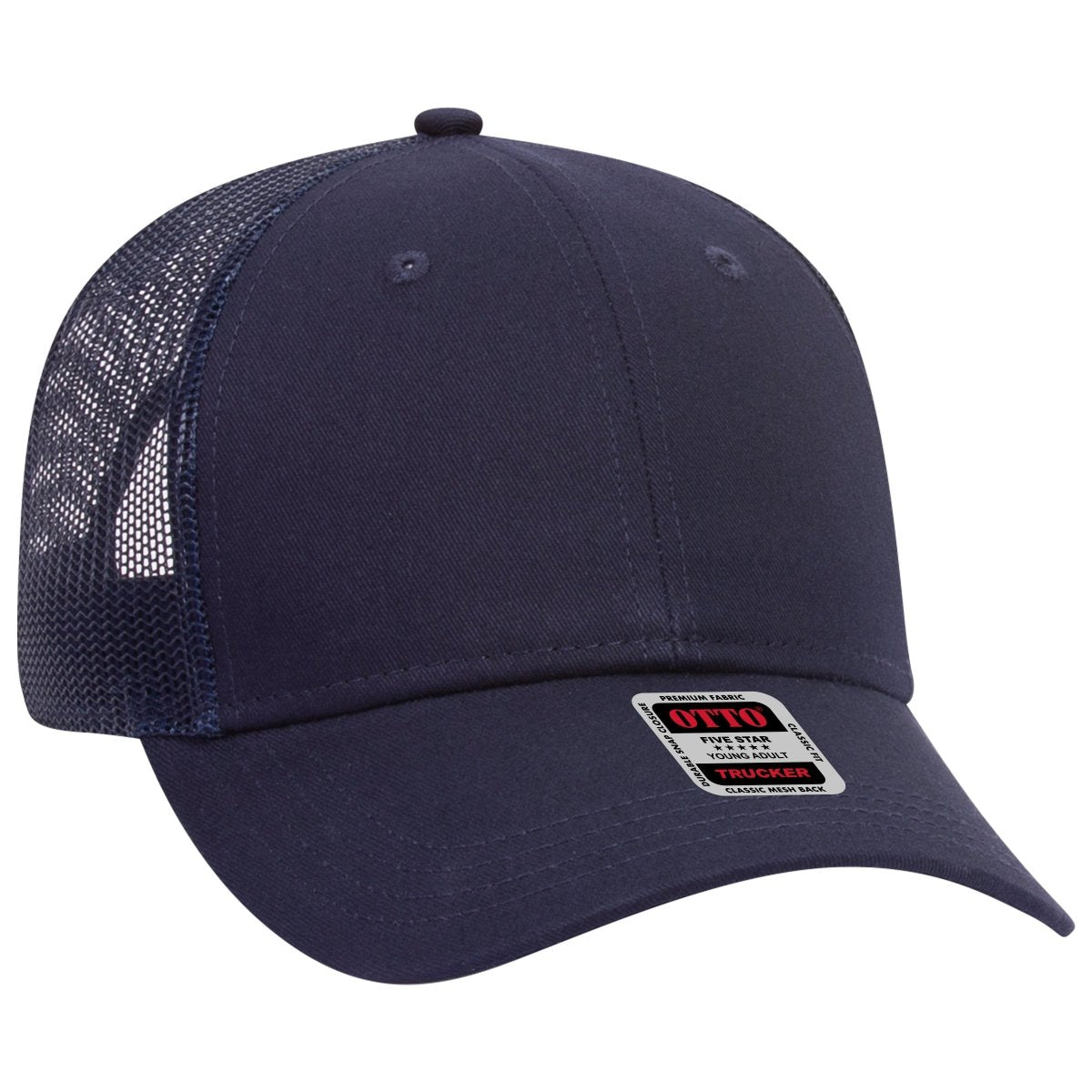 OTTO CAP 6 Panel Low Profile Mesh Back Trucker Hat OTTO 83 - 473 Navy Young Adult Hats