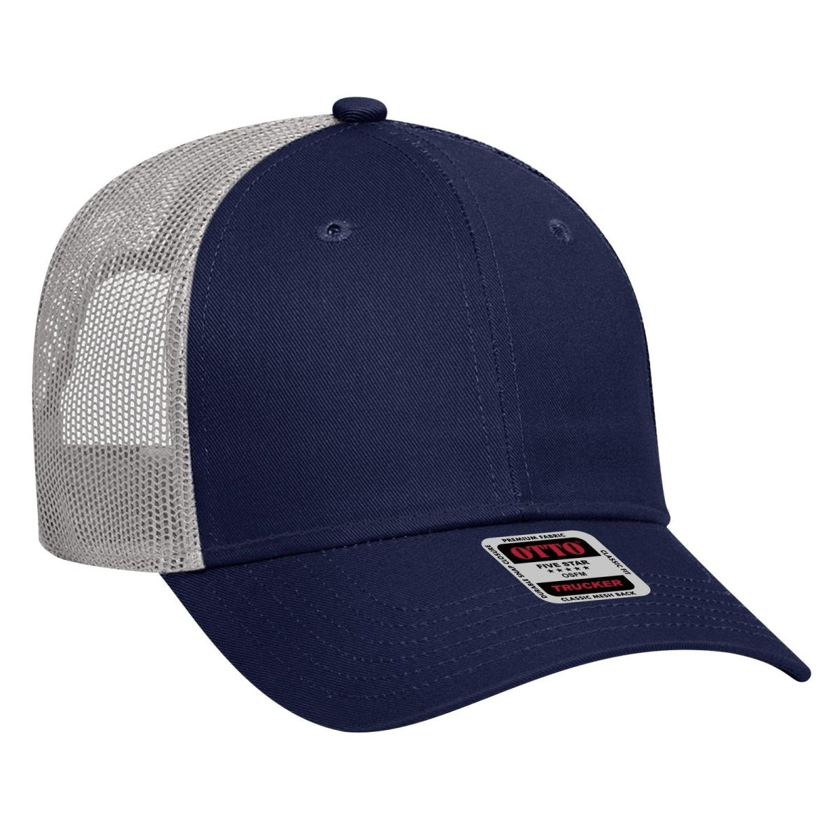 OTTO CAP 6 Panel Low Profile Mesh Back Trucker Hat OTTO 83 - 473 Nvy/Nvy/Gry OSFM - Adult Hats