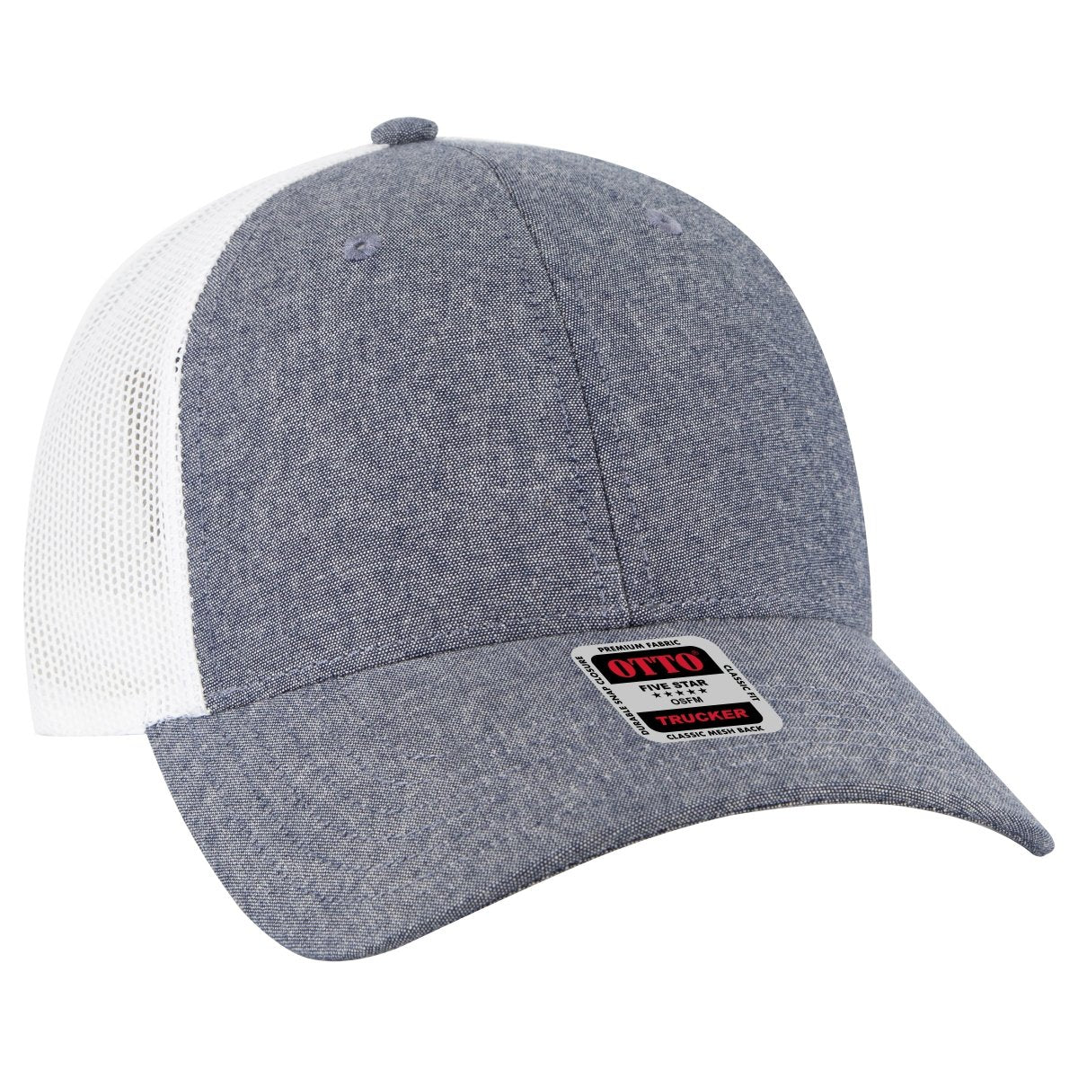 OTTO CAP 6 Panel Low Profile Mesh Back Trucker Hat OTTO 83 - 473 Nvy/Wht OSFM - Adult Hats