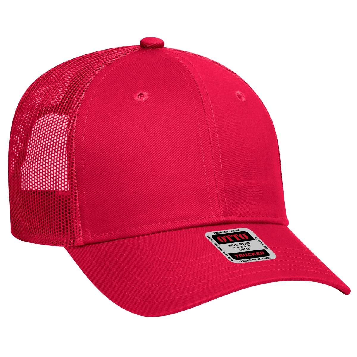 OTTO CAP 6 Panel Low Profile Mesh Back Trucker Hat OTTO 83 - 473 Red OSFM - Adult Hats
