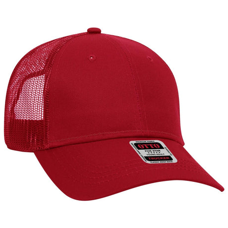 OTTO CAP 6 Panel Low Profile Mesh Back Trucker Hat OTTO 83 - 473 Red Young Adult Hats