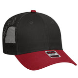OTTO CAP 6 Panel Low Profile Mesh Back Trucker Hat OTTO 83 - 473 Red/Blk OSFM - Adult Hats