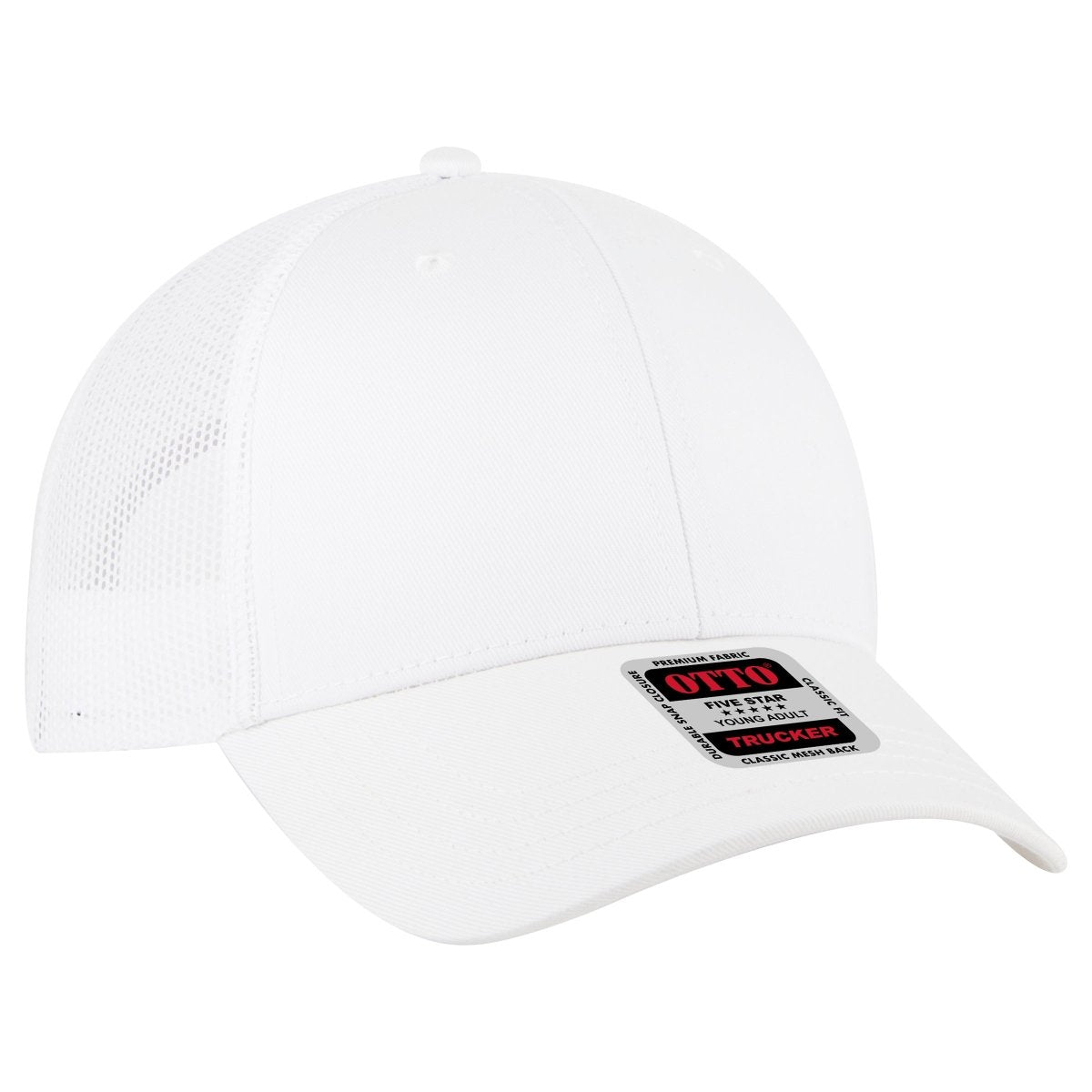 OTTO CAP 6 Panel Low Profile Mesh Back Trucker Hat OTTO 83 - 473 White Young Adult Hats