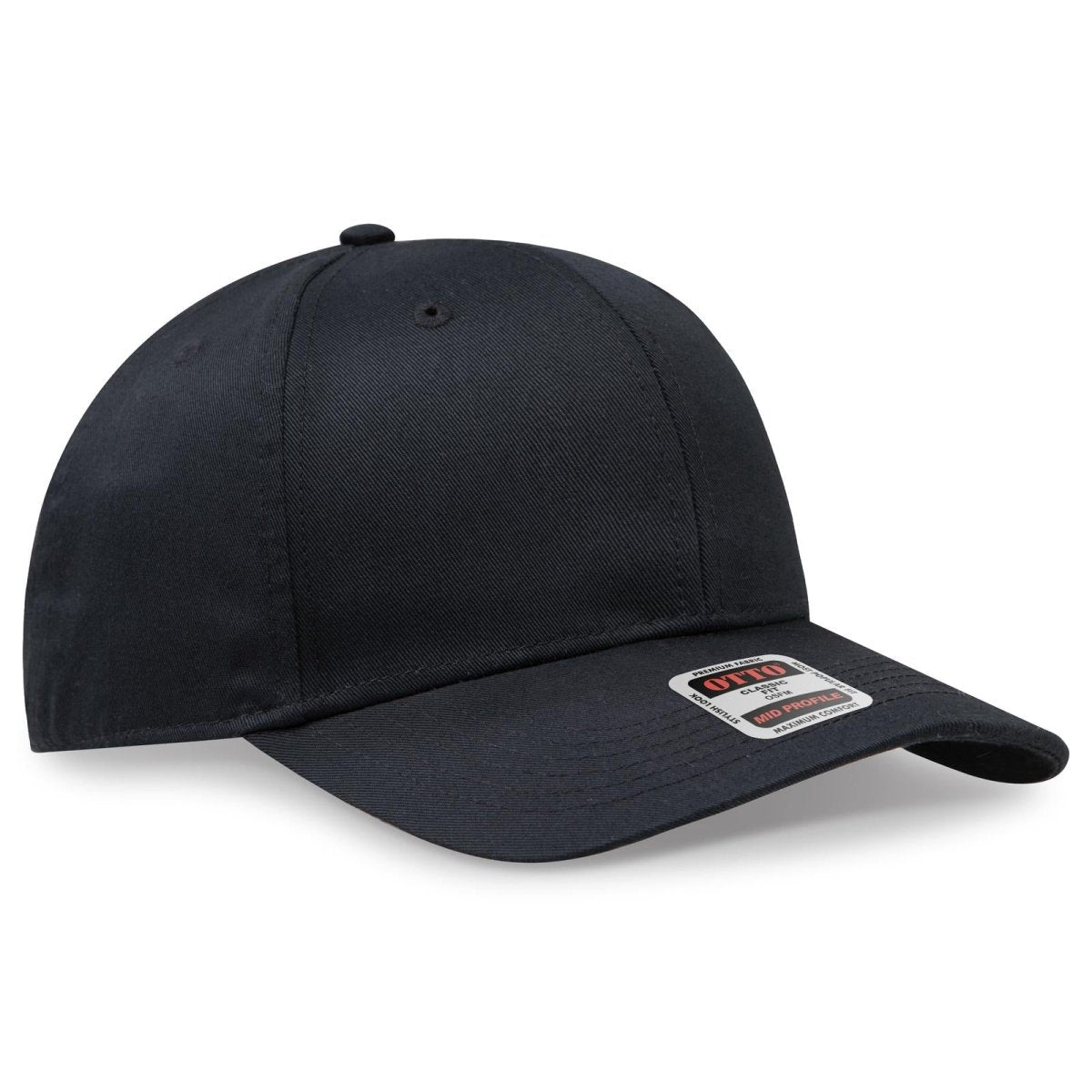 OTTO CAP 6 Panel Mid Profile Baseball Cap OTTO 27 - 079 Black OSFM - Adult Hats