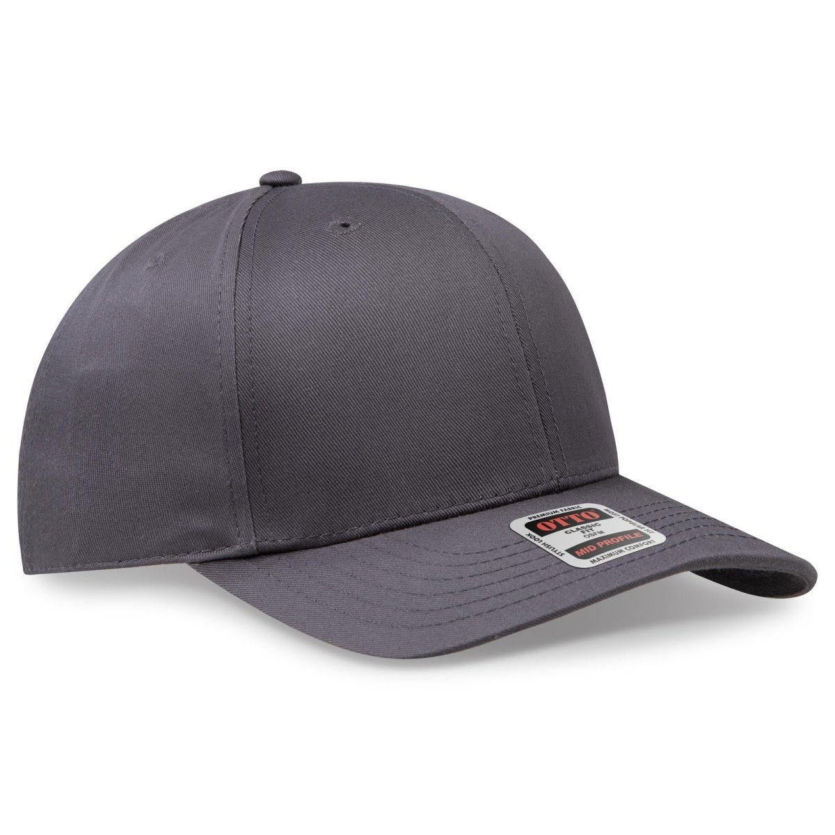 OTTO CAP 6 Panel Mid Profile Baseball Cap OTTO 27 - 079 Char. Gray OSFM - Adult Hats