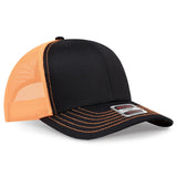 OTTO CAP 6 Panel Mid Profile Mesh Back Trucker Hat OTTO 112 - 1 Blk/Blk/N Org OSFM - Adult Hats