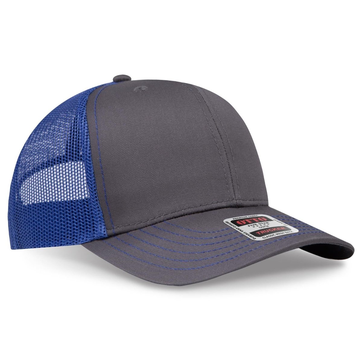 OTTO CAP 6 Panel Mid Profile Mesh Back Trucker Hat OTTO 112 - 1 Ch.Gry/Ch.Gry/Ryl OSFM - Adult Hats