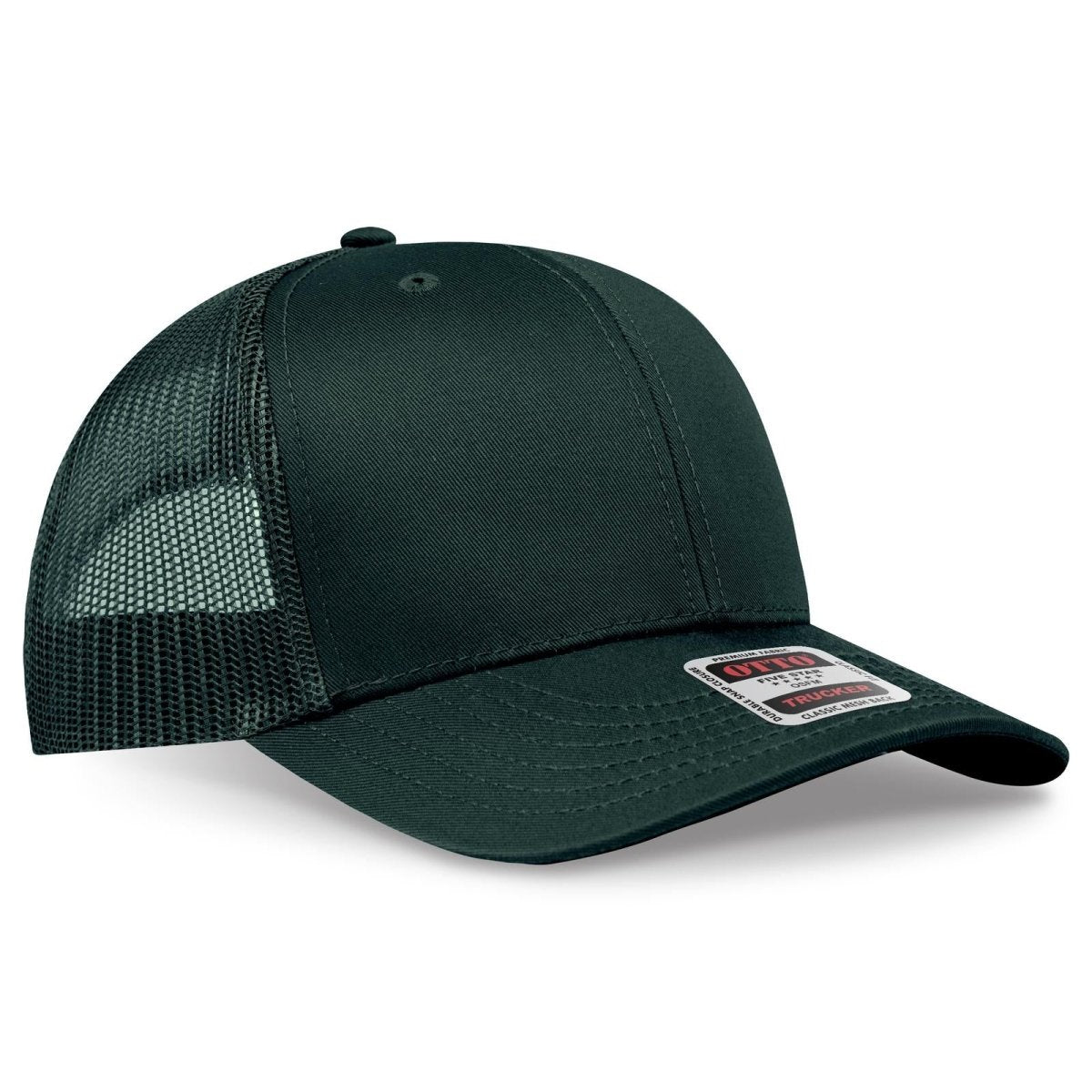 OTTO CAP 6 Panel Mid Profile Mesh Back Trucker Hat OTTO 112 - 1 Dk. Green OSFM - Adult Hats