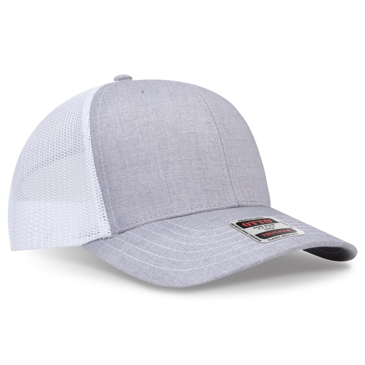 OTTO CAP 6 Panel Mid Profile Mesh Back Trucker Hat OTTO 112 - 1 HeatherGray/HeatherGray/White OSFM - Adult Hats