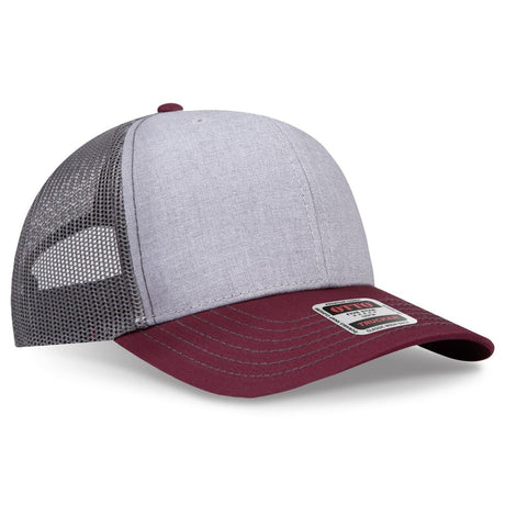 OTTO CAP 6 Panel Mid Profile Mesh Back Trucker Hat OTTO 112 - 1 Mrn/H.Gry/Ch.Gry OSFM - Adult Hats