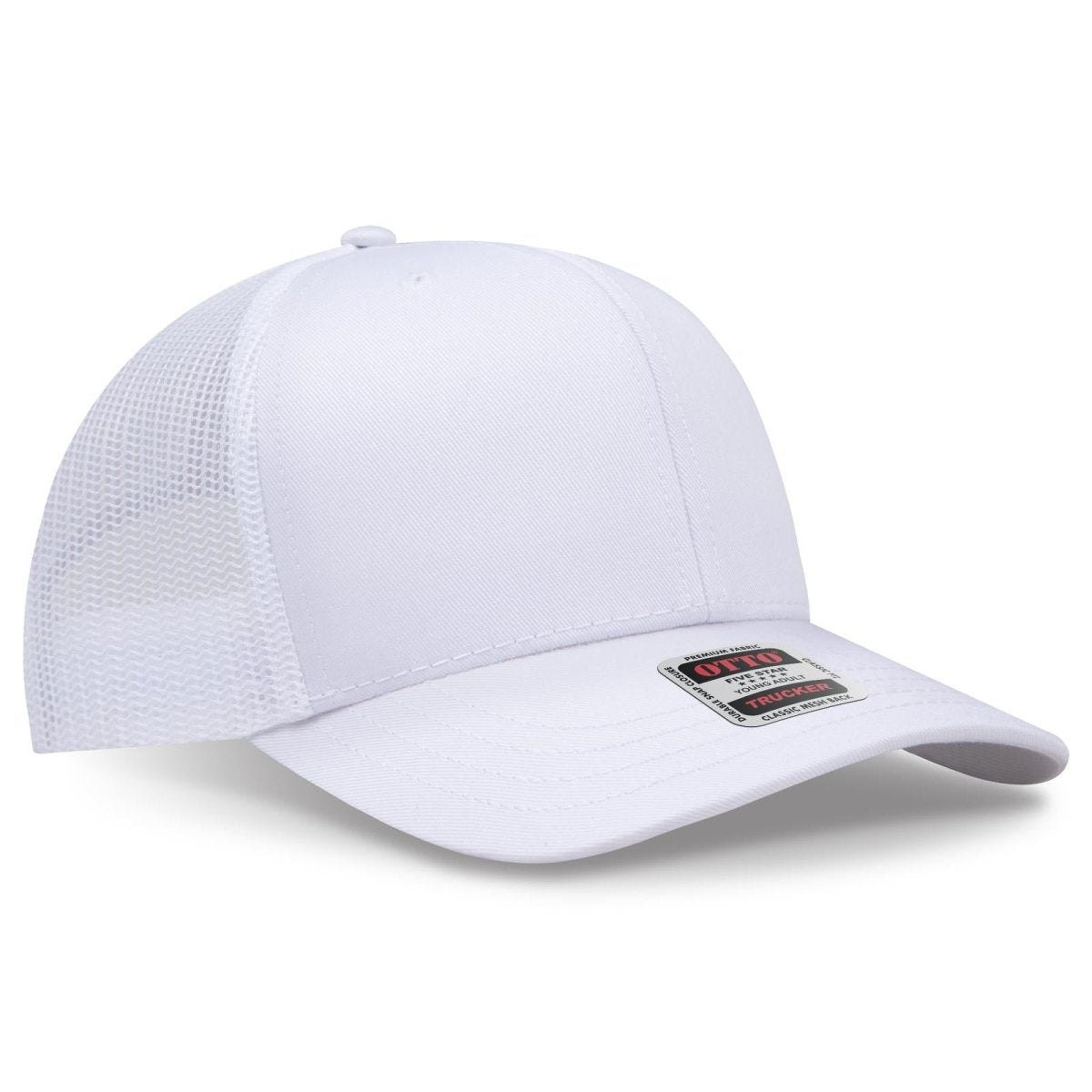 OTTO CAP 6 Panel Mid Profile Mesh Back Trucker Hat OTTO 112 - 1 White Young Adult Hats