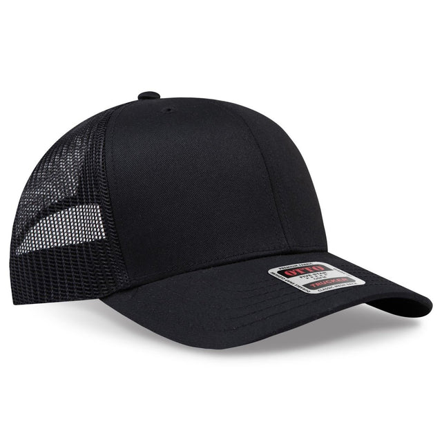 OTTO CAP 6 Panel Mid Profile Mesh Back Trucker Hat OTTO 30 - 287 Black OSFM - Adult Hats