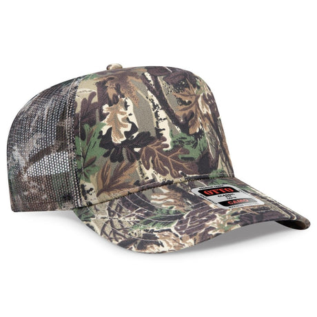 OTTO CAP Camouflage 5 Panel Mid Profile Mesh Back Trucker Hat OTTO 47 - 049 Lt.Lod/Brn/Kly OSFM - Adult Hats