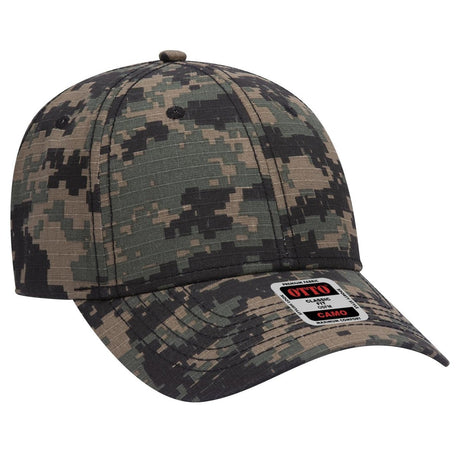 OTTO CAP Camouflage 6 Panel Low Profile Baseball Cap OTTO 103 - 713 Blk/Dk.Grn/Dk.Kha OSFM - Adult Hats