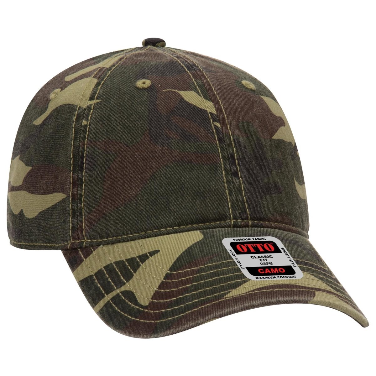 OTTO CAP Camouflage 6 Panel Low Profile Baseball Cap OTTO 103 - 713 Camo 001 OSFM - Adult Hats