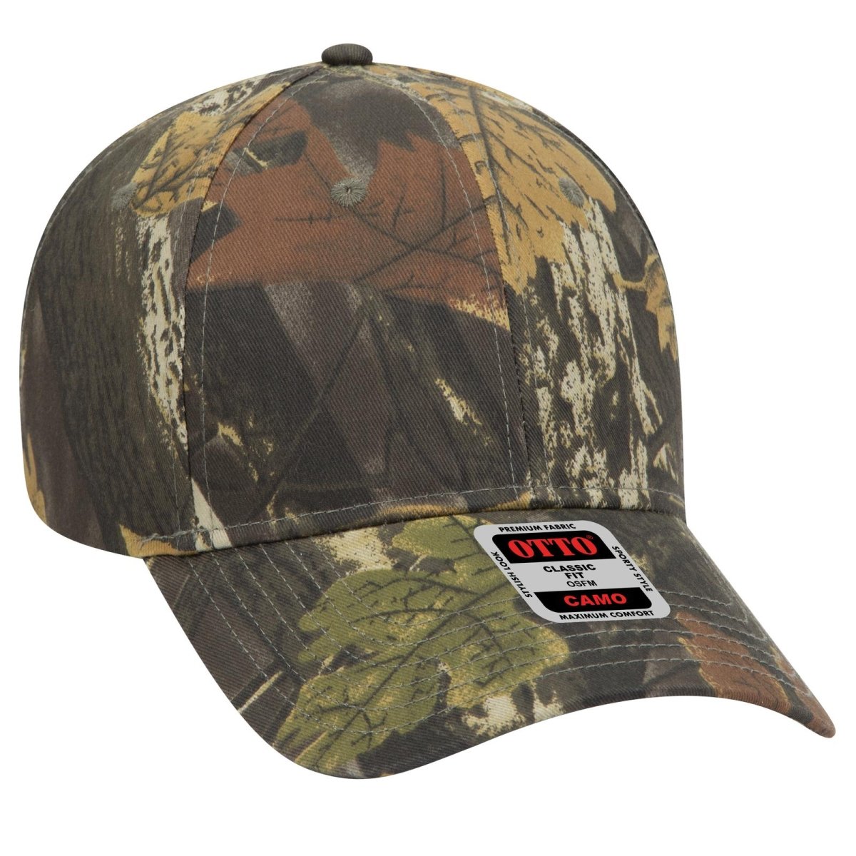 OTTO CAP Camouflage 6 Panel Low Profile Baseball Cap OTTO 78 - 353 Blk/Dk.Kha/Ch.Gry OSFM - Adult Hats