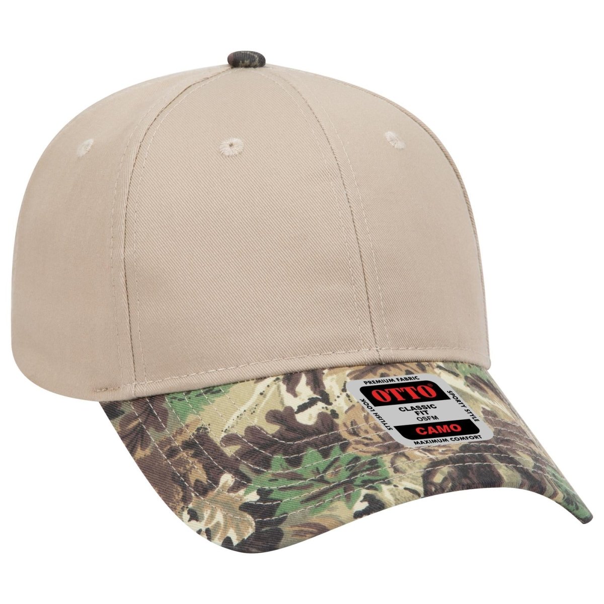 OTTO CAP Camouflage 6 Panel Low Profile Baseball Cap OTTO 78 - 353 Lt.Lod/Brn/Kly/Kha OSFM - Adult Hats