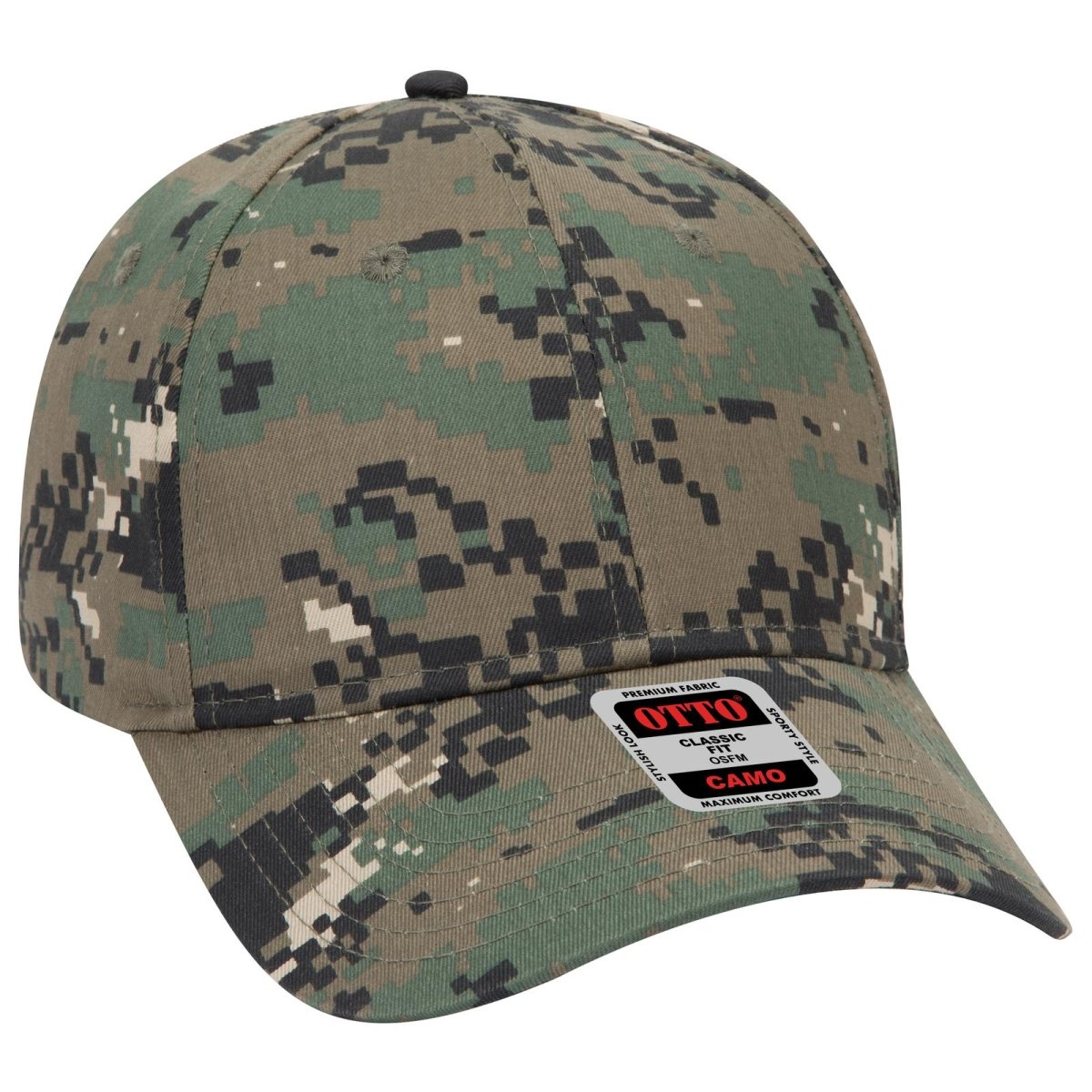 OTTO CAP Camouflage 6 Panel Low Profile Baseball Cap OTTO 78 - 353 Olv.Grn/Blk/Dk.Grn OSFM - Adult Hats