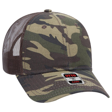 OTTO CAP Camouflage 6 Panel Low Profile Mesh Back Trucker Hat OTTO 105 - 1247 Camo/BrownMesh OSFM - Adult Hats