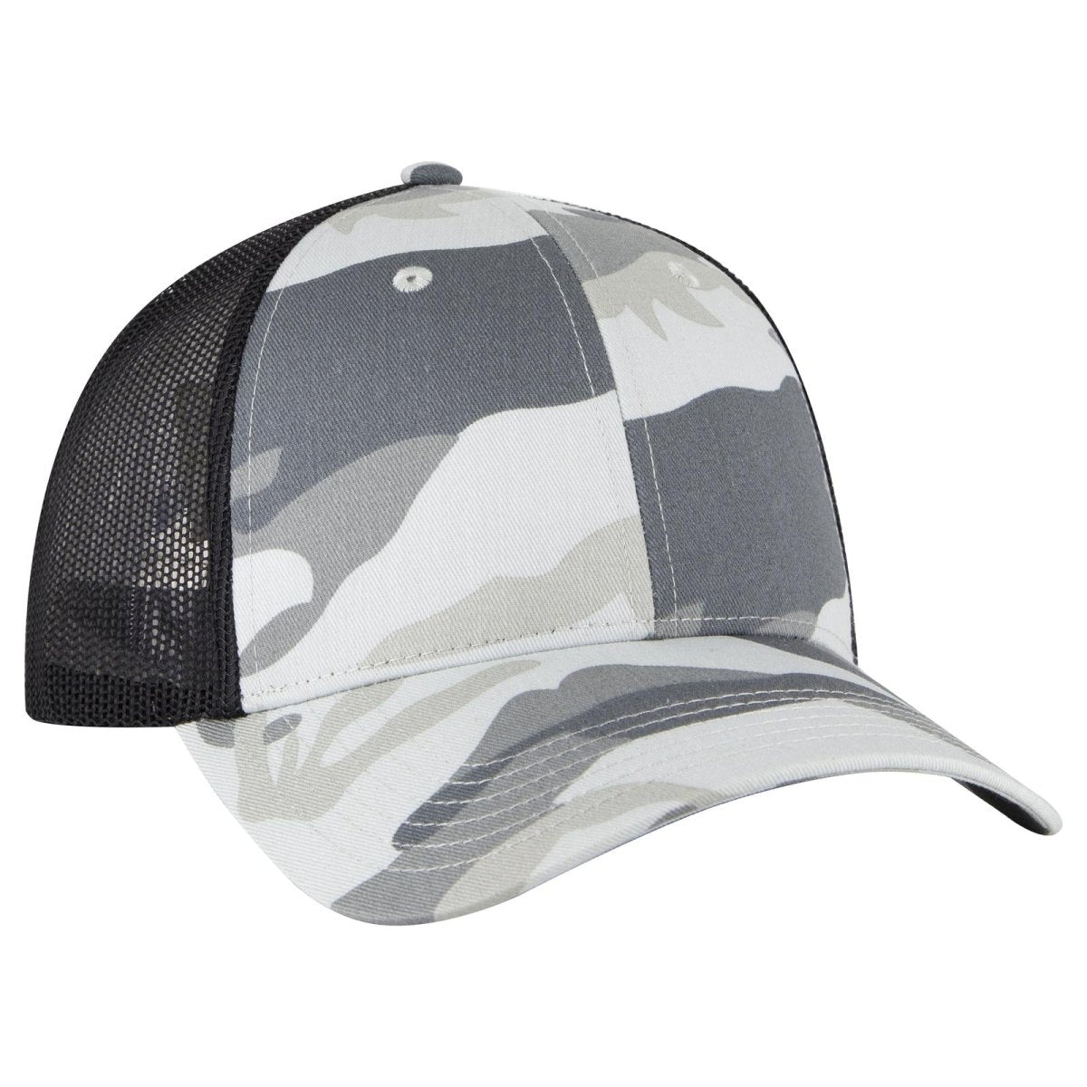 OTTO CAP Camouflage 6 Panel Low Profile Mesh Back Trucker Hat OTTO 105 - 1247 St.Gry/Gry/Blk OSFM - Adult Hats