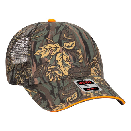 OTTO CAP Camouflage 6 Panel Low Profile Mesh Back Trucker Hat OTTO 106 - 752 Dk.Grn/Kha/Brn OSFM - Adult Hats
