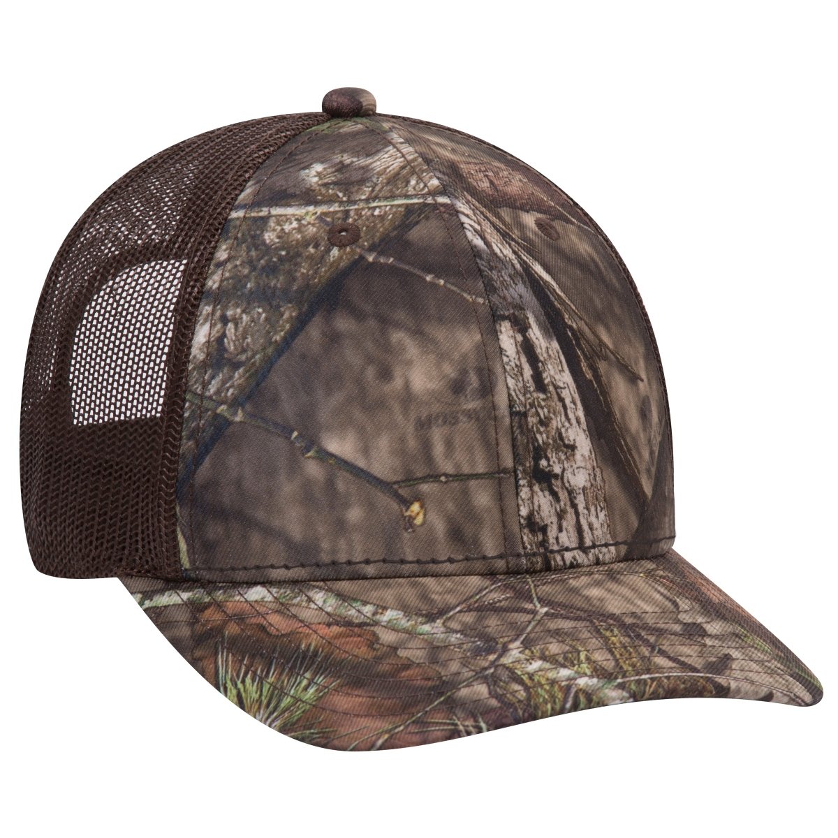 OTTO CAP Mossy Oak Camouflage 6 Panel Low Profile Mesh Back Trucker Hat OTTO 171 - 1293 Break Up Country/Dk. Brn OSFM - Adult Hats