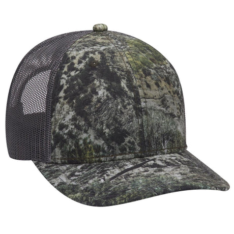 OTTO CAP Mossy Oak Camouflage 6 Panel Low Profile Mesh Back Trucker Hat OTTO 171 - 1293 Mountain Country Range/Ch.Gry OSFM - Adult Hats