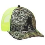 OTTO CAP Mossy Oak Camouflage 6 Panel Low Profile Mesh Back Trucker Hat OTTO 171 - 1293 Mountain Country Range/N.Ylw OSFM - Adult Hats